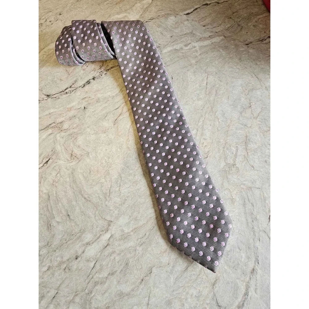 Penrose London Silk Tie‎ England Purple Dot Geometric